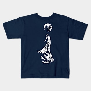 Lady On Asteroid (white print) Kids T-Shirt